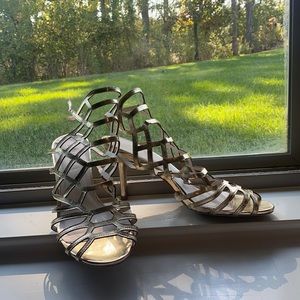 Gold strappy heels, size 8 !! From David’s Bridal